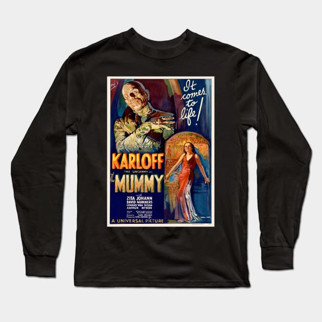 Karloff - The Mummy Long Sleeve T-Shirt by headrubble